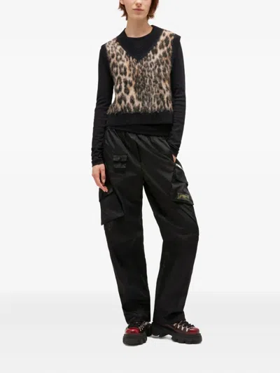 Ganni Vest In Animalier Wool In Multi