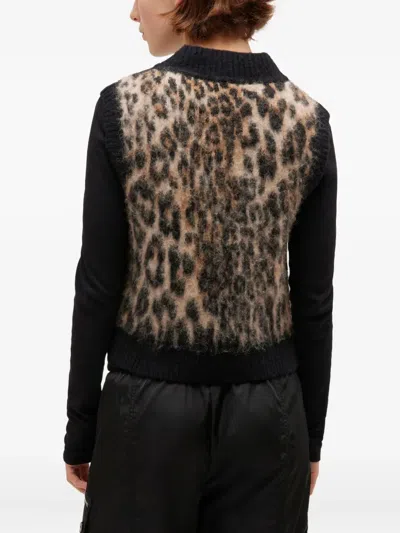 Ganni Vest In Animalier Wool In Multi