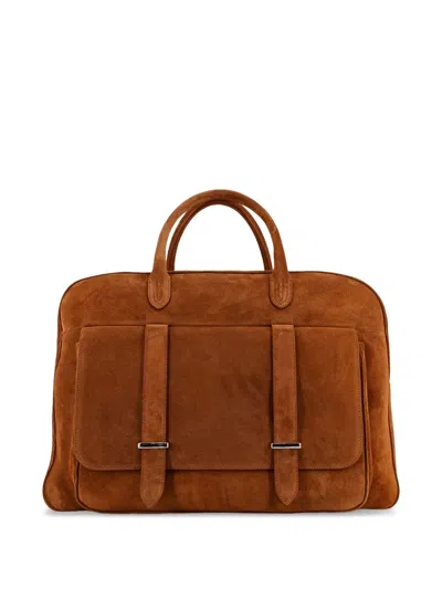 Orciani Jones Pocket Strap Duffle Bag In Brown