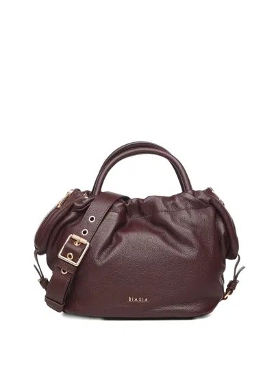 Biasia Leather Bag With Logo In Burgundy