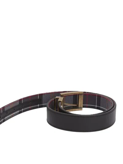 Barbour Reversible Tartan Buckle Belt In Brown