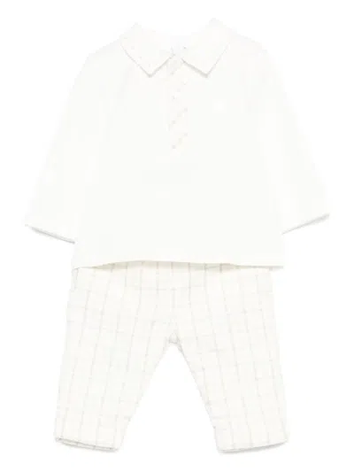 Patachou Checked-pattern Trousers (set Of Two) In White