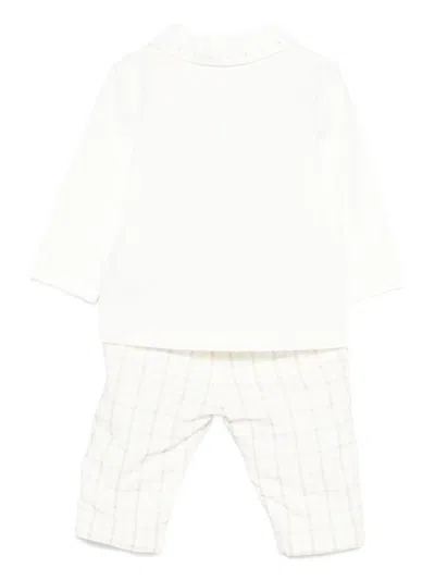 Patachou Checked-pattern Trousers (set Of Two) In White
