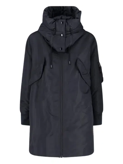 Aspesi Hooded Jacket With Arm Pocket And Drawstring In Black