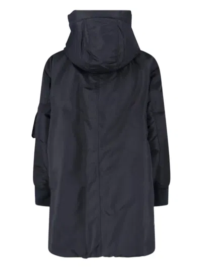 Aspesi Hooded Jacket With Arm Pocket And Drawstring In Black