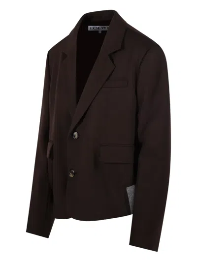 Loewe Chocolate Wool Blazer In Brown