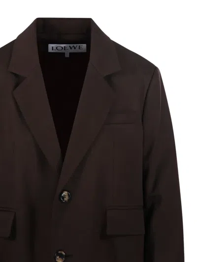 Loewe Chocolate Wool Blazer In Brown