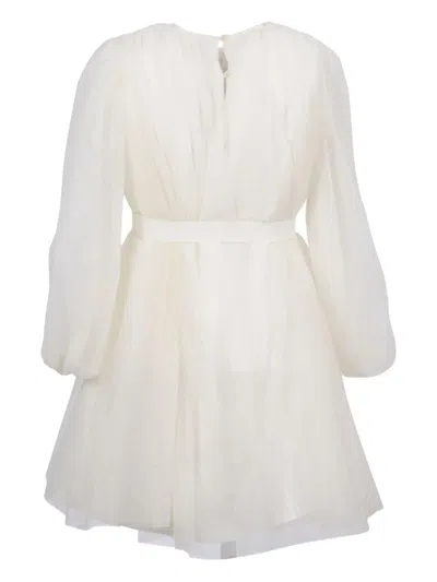 Il Gufo Long-sleeve Bow Dress In Neutral