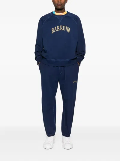 Barrow Logo-print Crew-neck Sweatshirt In Blue