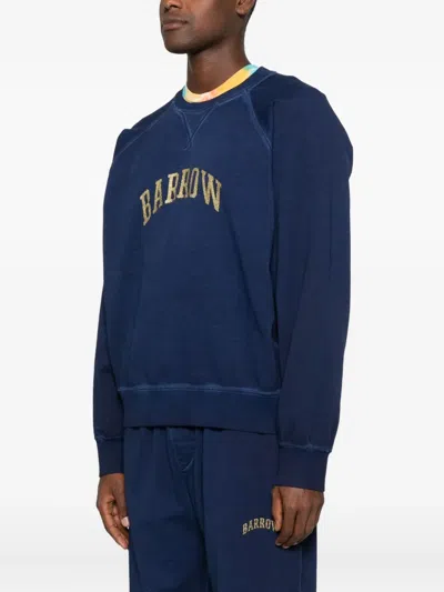 Barrow Logo-print Crew-neck Sweatshirt In Blue