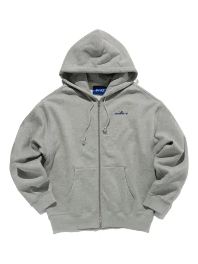 Awake Ny Crown Logo Full-zip Hoodie In Gray