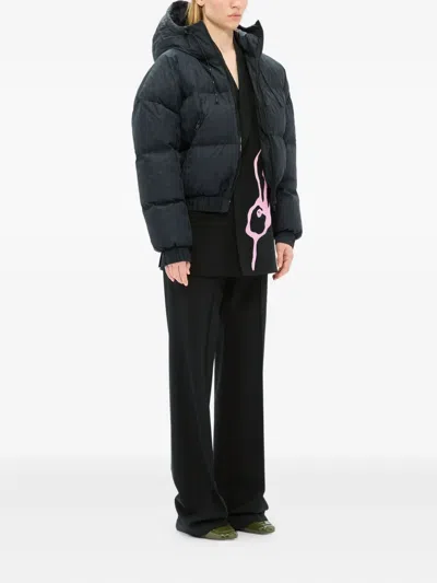 Msgm Rabbit-print Single-breasted Blazer In Black