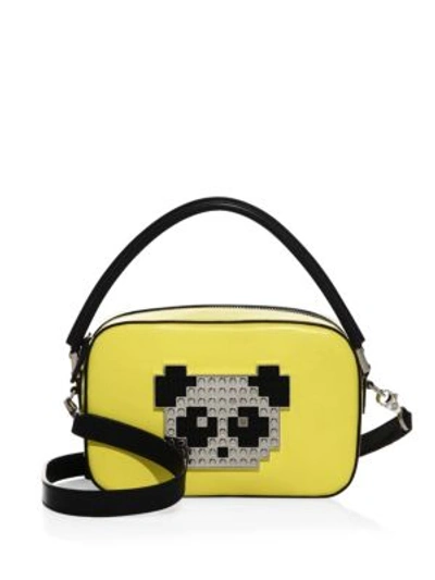 Shop Les Petits Joueurs Roy Panda Leather Shoulder Bag In Yellow