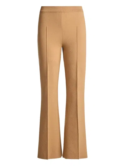 High Sport Kick Geometric-pattern Flared Trousers In Brown