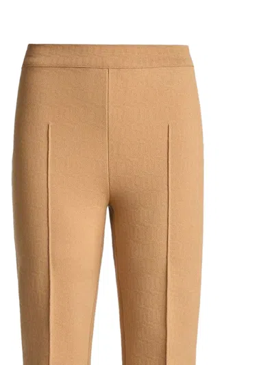 High Sport Kick Geometric-pattern Flared Trousers In Brown