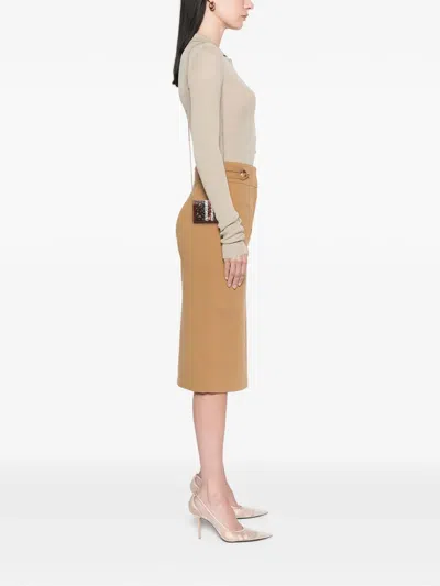 Pre-owned Burberry 2018-2023 Monogram Stripe E-canvas Jessie Tb Wallet On Chain Crossbody Bag In Brown