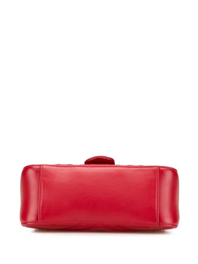 Pre-owned Gucci 2016-2025 Mini Gg Marmont Matelasse Leather Top Handle Bag Satchel In Red