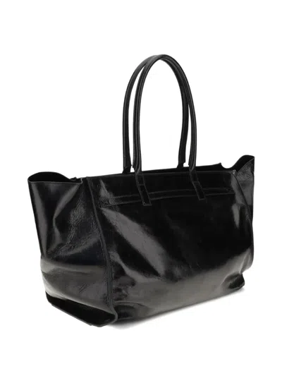 Benedetta Bruzziches Glossy Finish Shoulder Bag With Front Strap In Black