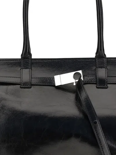 Benedetta Bruzziches Glossy Finish Shoulder Bag With Front Strap In Black