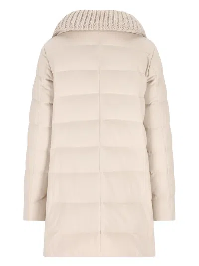 Herno Long-sleeved Zip-up Padded Coat In Neutral