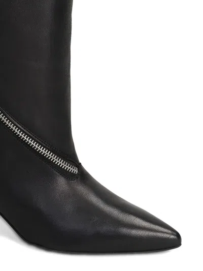 Alchimia High Heels Ankle Boots In Black Leather In Black