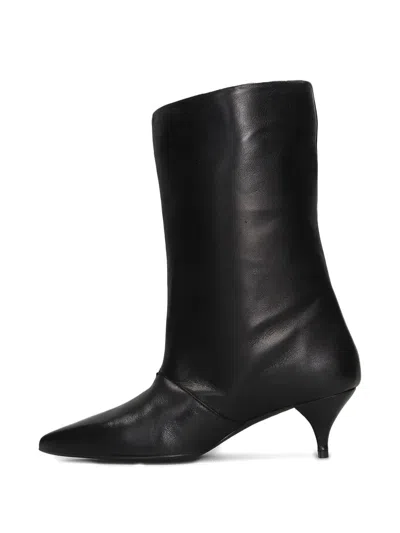 Alchimia High Heels Ankle Boots In Black Leather In Black
