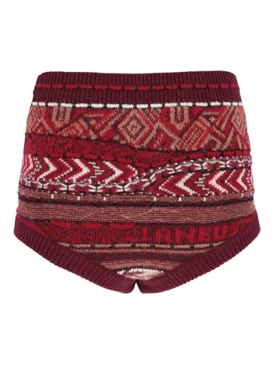 Laneus Geometric-pattern Shorts In Burgundy