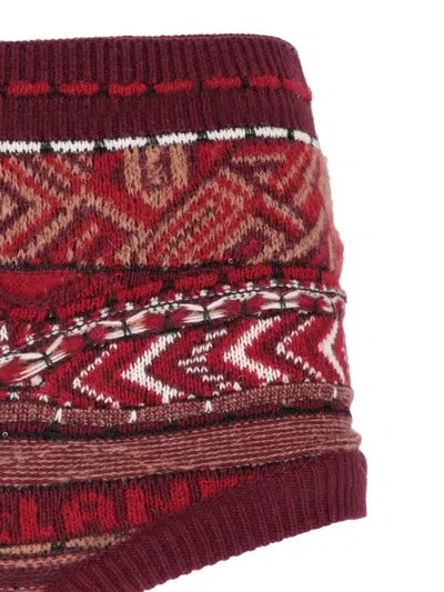 Laneus Geometric-pattern Shorts In Burgundy