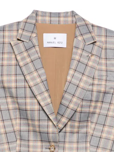 Manuel Ritz Check-print Blazer In Gray