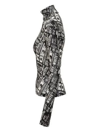 Off-white High Neck Top With All Over Print In Black