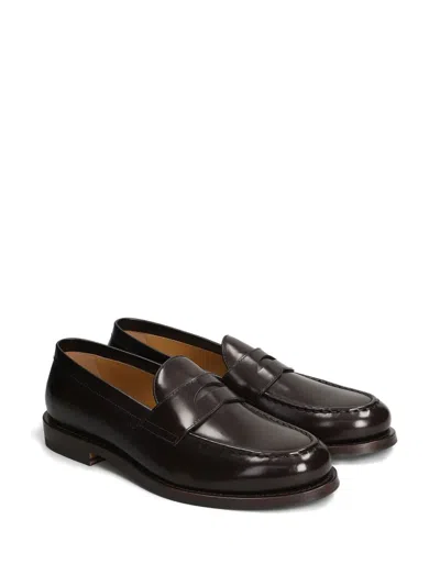 Henderson Baracco Glossy Leather Loafers In Brown