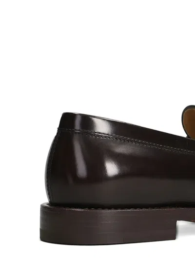 Henderson Baracco Glossy Leather Loafers In Brown