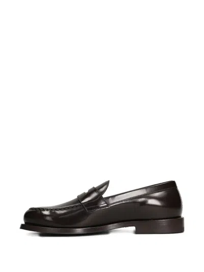 Henderson Baracco Glossy Leather Loafers In Brown
