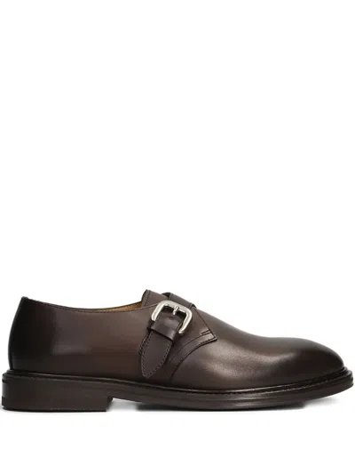 Henderson Baracco Buckle-strap Leather Monk Shoes In Brown