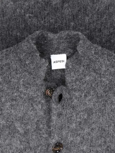Aspesi Button-up Knit Sweater In Gray
