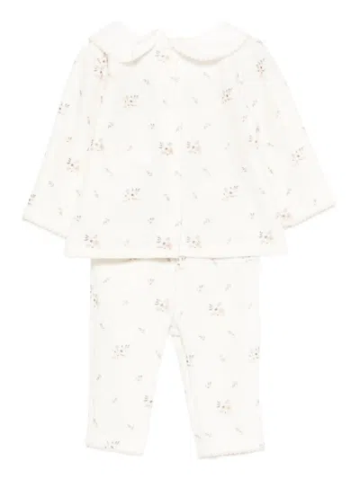 Patachou Floral-print Trousers (set Of Two) In Neutral