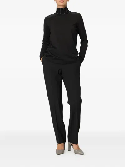 Fabiana Filippi Roll-neck Ribbed-knit Jumper In Black