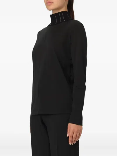 Fabiana Filippi Roll-neck Ribbed-knit Jumper In Black