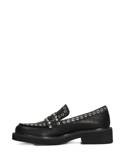 Bibi Lou Eyelet-embellished Loafers In Black
