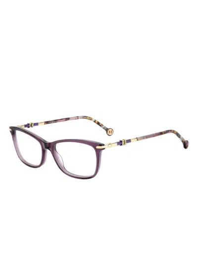 Carolina Herrera Square-frame Patterned-temples Glasses In Purple
