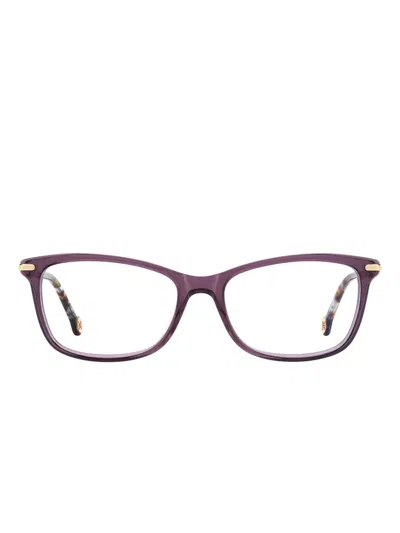 Carolina Herrera Square-frame Patterned-temples Glasses In Purple