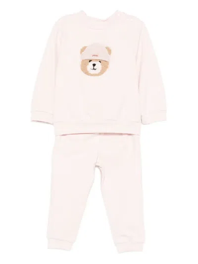 Patachou Embroidered-bear Trousers (set Of Two) In Pink