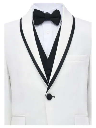 Moustache Shawl-lapel Suit (set Of Three) In White