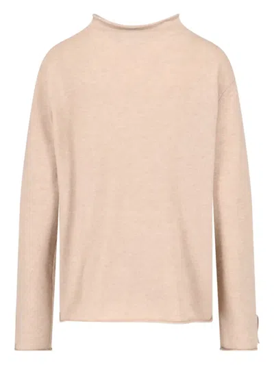 Lisa Yang Beige Knit Sweater With Button-down Front And Boxy Fit In Nude