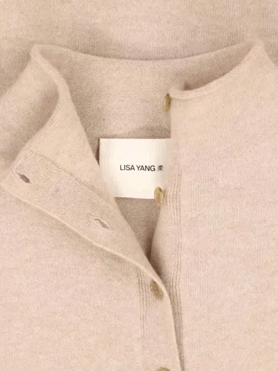 Lisa Yang Beige Knit Sweater With Button-down Front And Boxy Fit In Nude