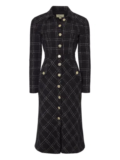 Temperley London Colonel Check-pattern Button Midi Dress In Black