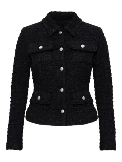 Misbhv Single-breasted Tweed Jacket In Black