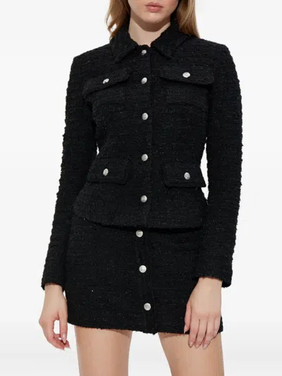 Misbhv Single-breasted Tweed Jacket In Black