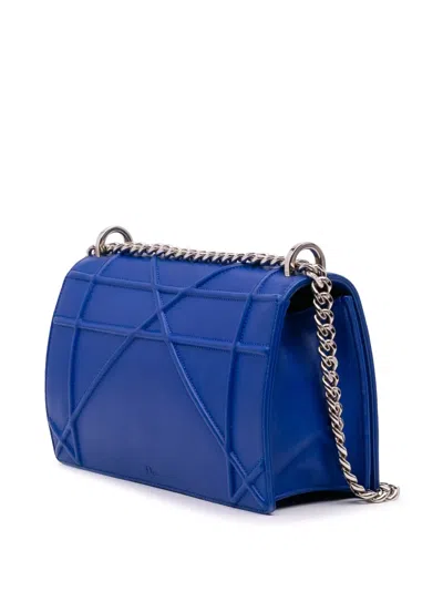 Pre-owned Dior 2016 Medium Lambskin Ama Flap Crossbody Bag In Blue