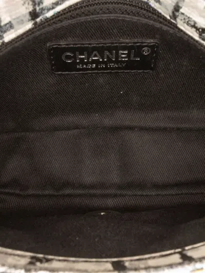 Pre-owned Chanel 2014 Mini Rectangular Calfskin Hand Painted Graffiti Flap Crossbody Bag In White